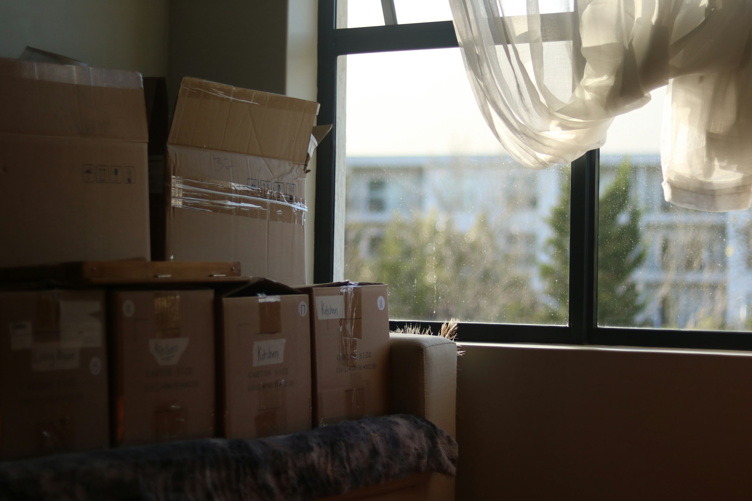 Stacked cardboard boxes ready to go